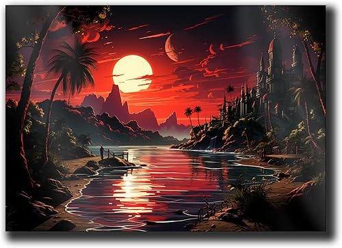 Miniatura 1 de Neon Sunset Vibes Florida Synthwave Sunset Framed poster Print, Retro Miami Style Wall Art, Wall Art, Home Decor