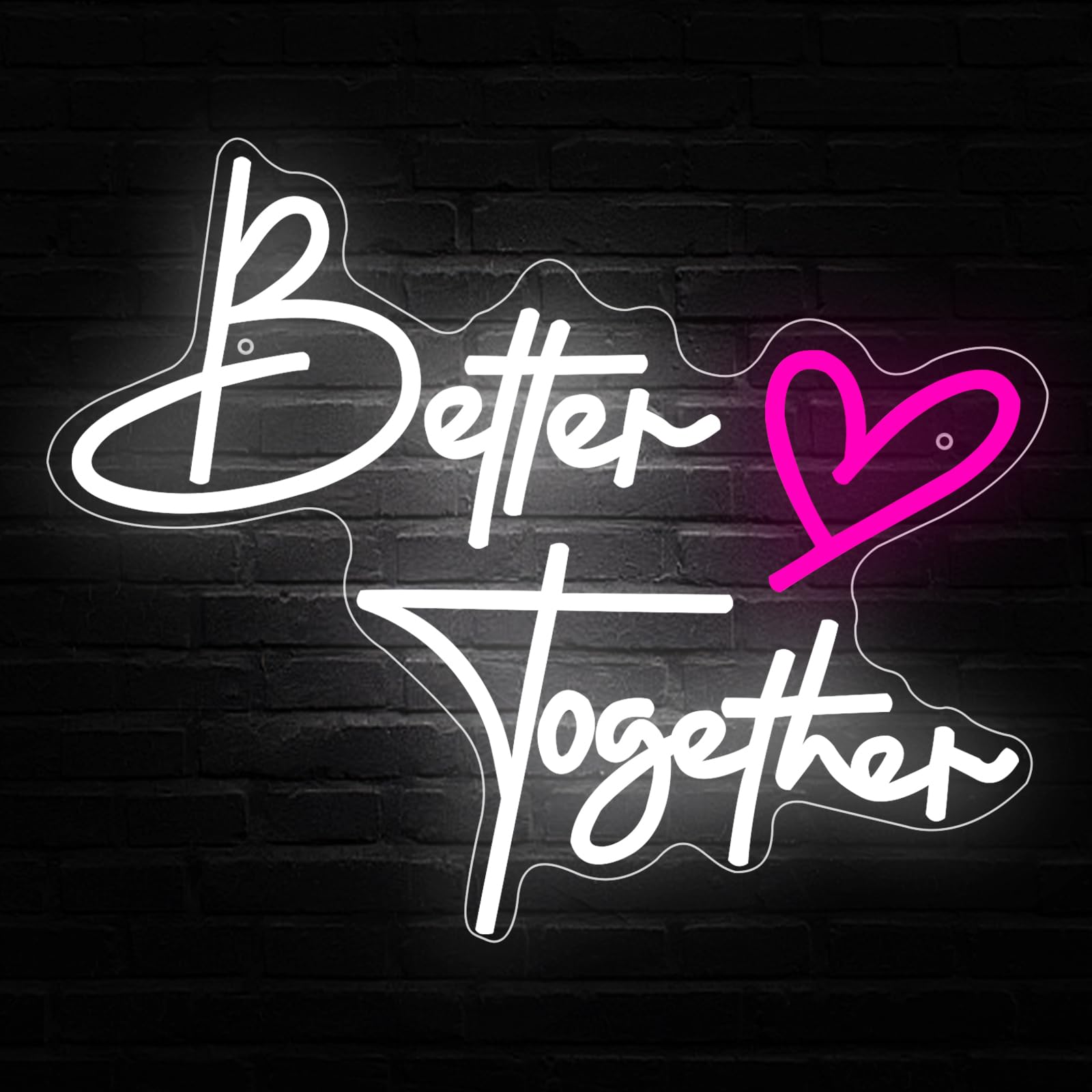 Better Together Cartel de neón de compromiso blanco cálido LED cartel para decoración de pared Letra LED Letra USB Luz de neón para boda, club, aniversario, dormitorio, cumpleaños, fiesta, bar