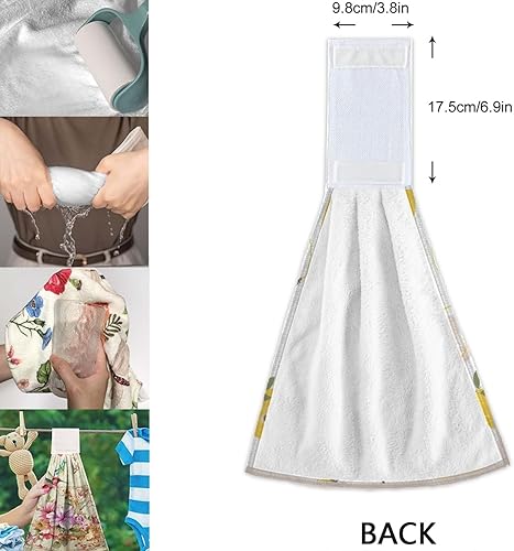 Miniatura 4 de visesunny Juego de 2 toallas colgantes de mármol blanco y gris, toallas de mano de cocina con lazo, toallas de mano absorbentes de algodón suave