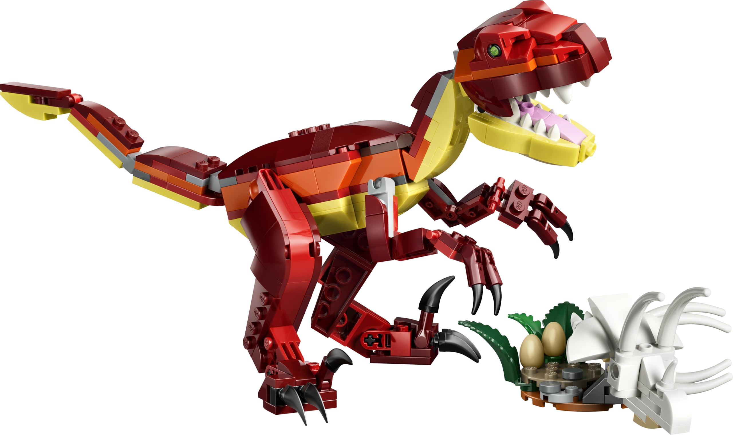 LEGO Creator 3 in 1 Feroce Dinosauro Giocattolo - Figure di Velociraptor, Stegosauro o Pterosauro con Elementi Scheletro e Denti Affilati - Regalo di Compleanno per Bambini e Bambine da 8 Anni - 31379