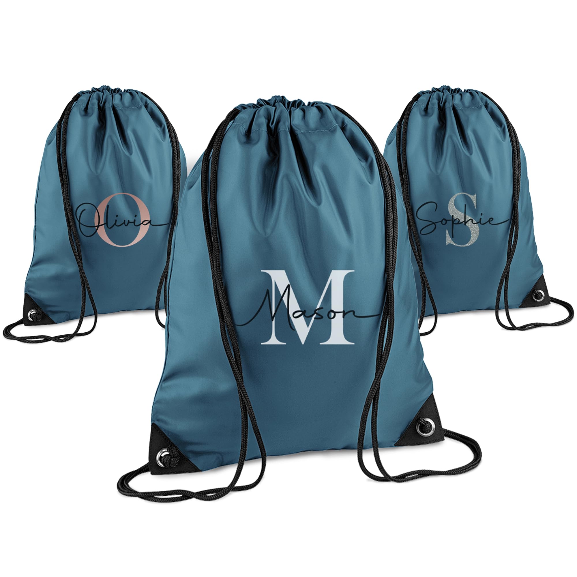 Print Maniacs Personalised Drawstring Bag for Kids Back to School PE Bag, Swim Bag with Name Ideal for Boys, Girls, Toddlers,and Primary School Students Perfect School Bag Airforce Blue
