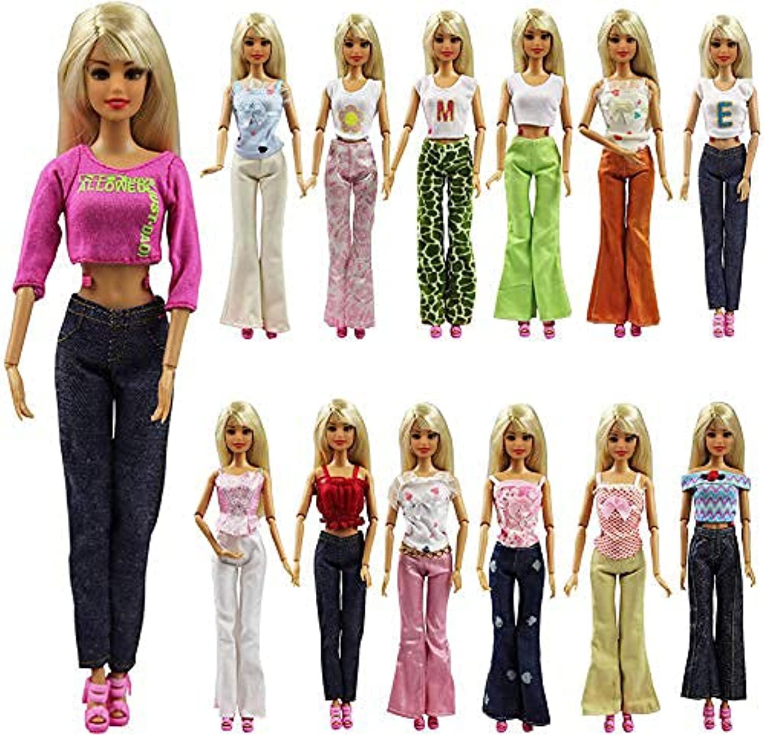 K.T. FancyK.T. Fancy Set Of 5 Quality Handmade Blouse + Trousers Pants Outfit Casual Wear For Barbie Clothes Xmas Birthday Gift Present