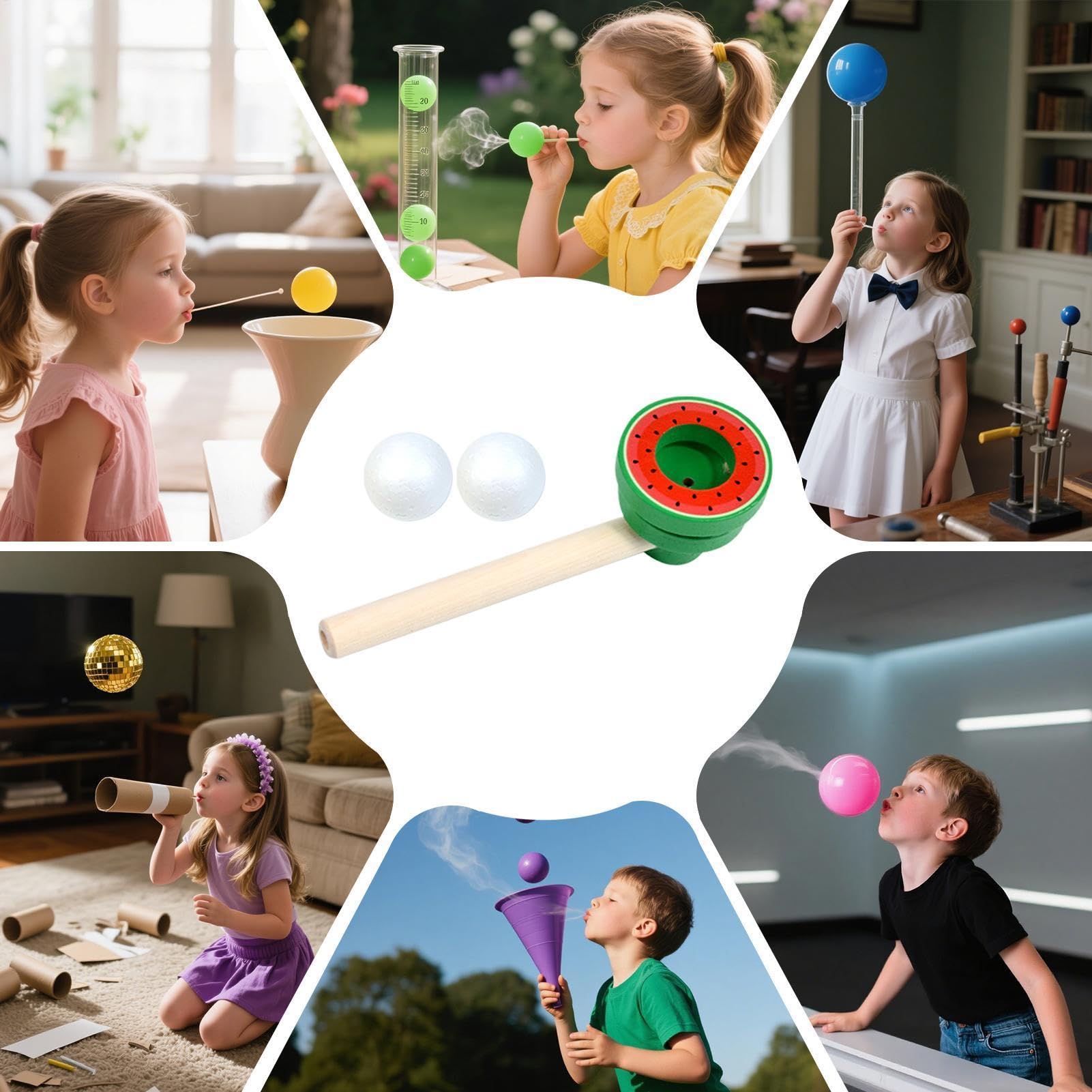 Ballblasspielzeug – 5.91 Inches Ergonomisches Holz Spielzeug | 50g Schwebender Ball – Kognitives Blasrohr Set Zur Förderung Der Kognition Ideal Für Kindergeburtstage Und Lustige Partyspiele.