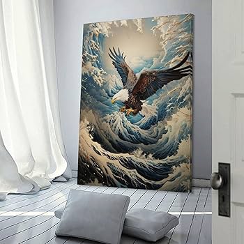 Amazon.co.jp: 絵画 鷲と海の油絵インテリア 絵画 絵画イラストアート