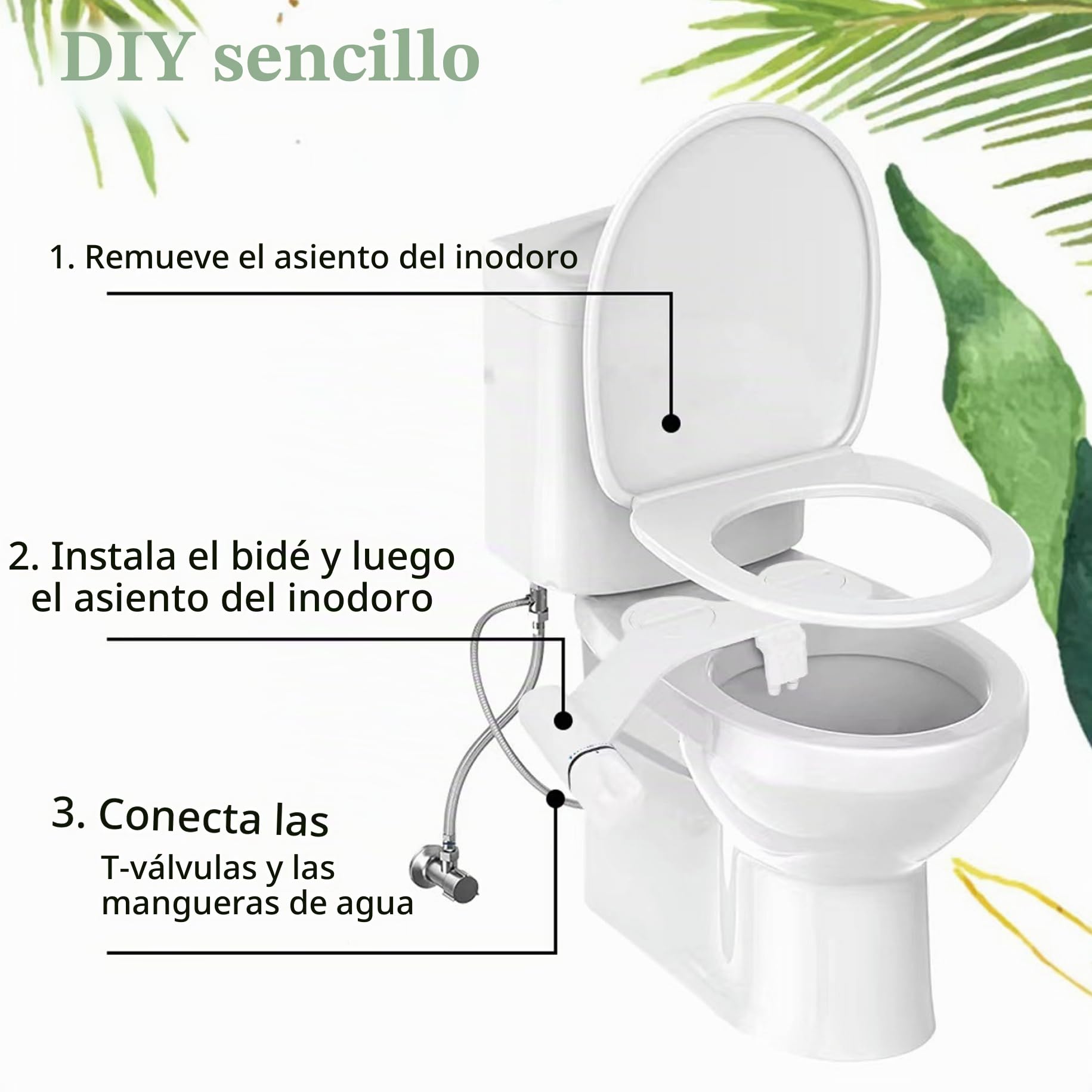 Baño Sitz para el inodoro, accesorio de bidet para el inodoro, accesorio de bidet del inodoro, pulverizador de bidet con boquilla dual, presión ajustable de bidet para lavado femenino/posterior