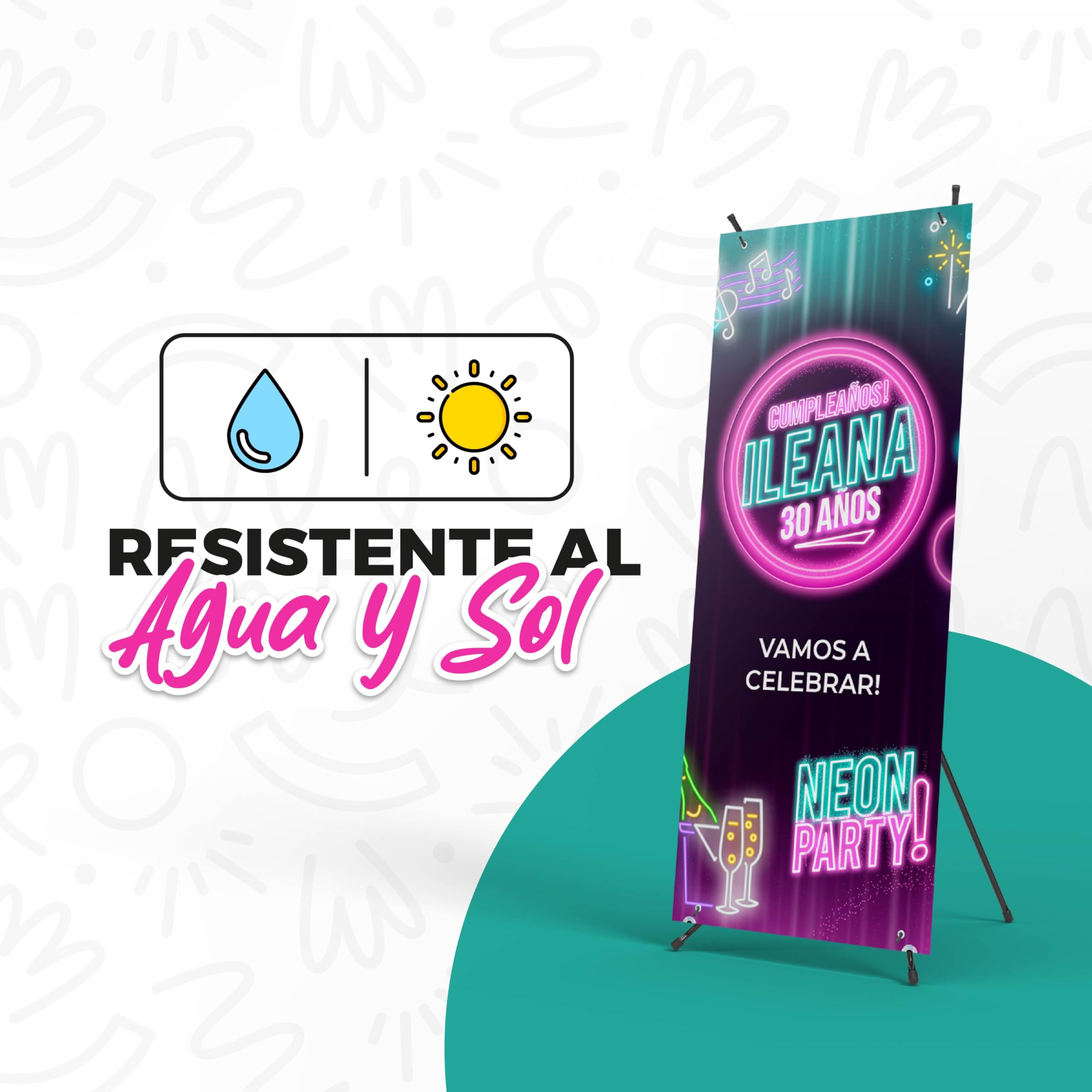 Cartel Personalizado Cumpleaños - Photocall con Estructura Decoración Cumpleaños 180x70cm - Personalizable con Nombre y Edad - Pancarta Personalizada de Cumpleaños Feliz