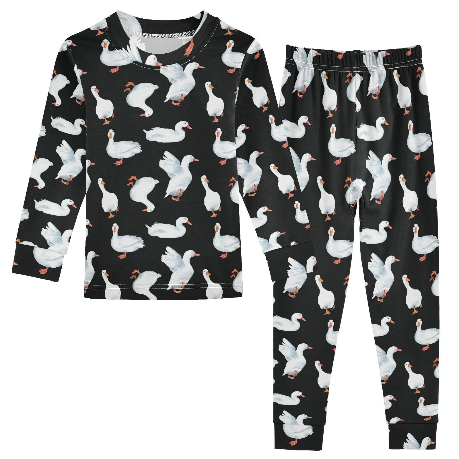 JHKKU Cute Duck Pajamas Set Cotton 2 Piece Soft Comfy Pjs Long Sleeve Lounge Sleepwear 3T