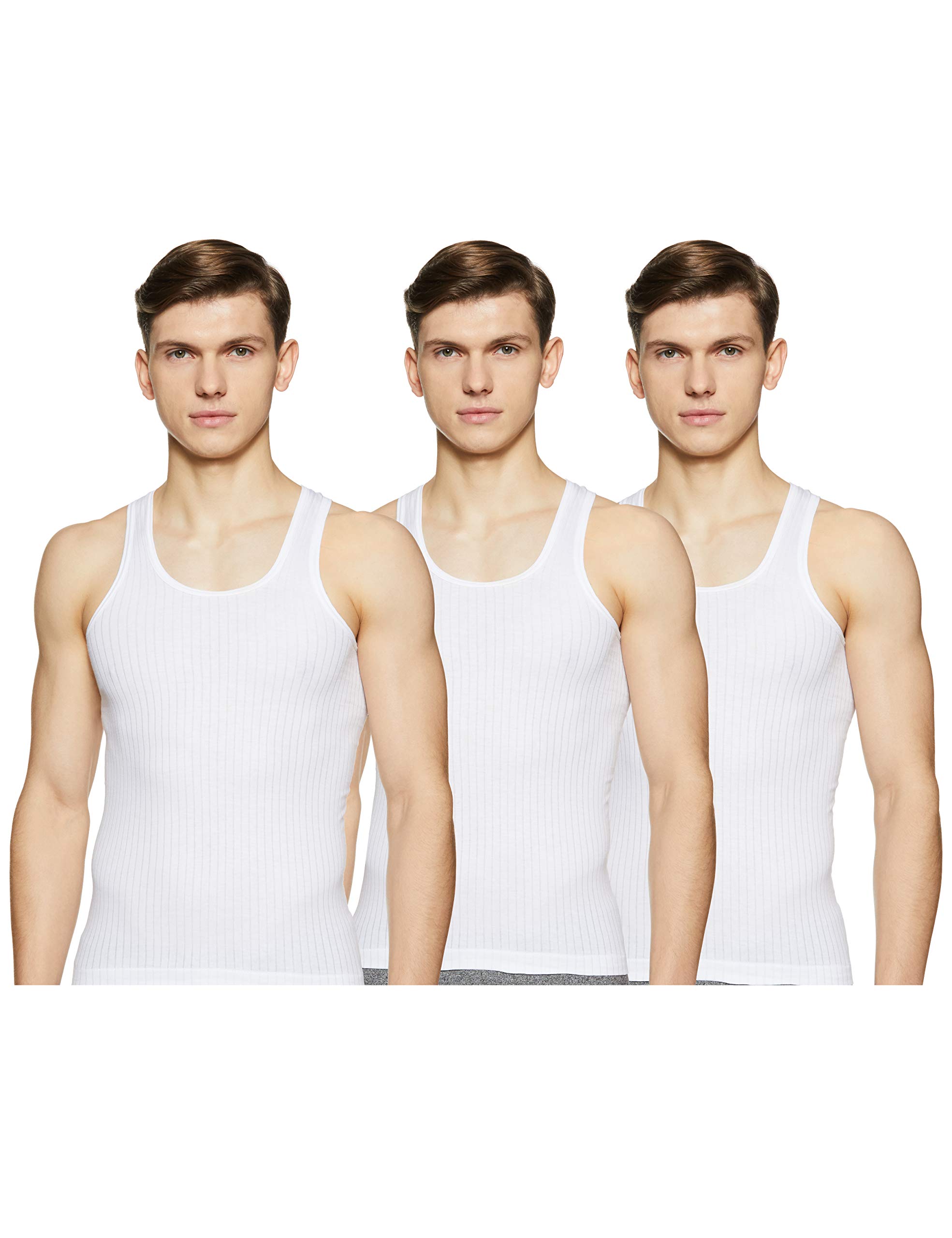 Rupa Micra Flash Men White Regular Fit Round Neck Sleeveless Cotton Vest Innerwear, Pack of 3