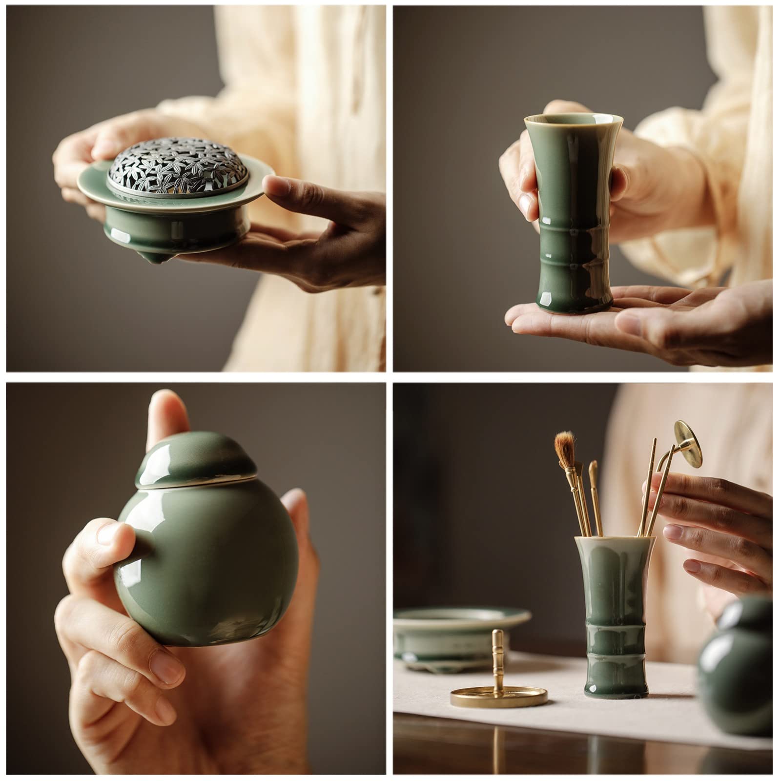 Set di Strumenti per bruciatore di incenso, Set per Creare incenso in Ottone, Kit Torre di riflusso Fai-da-Te, stampi per Coni di incenso per la Meditazione Yoga in Famiglia (Non Inclusi