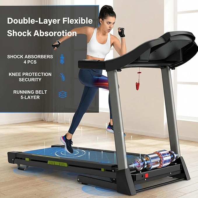 Caminadora Plegable Eléctrica 3.5 hp 12 Programas Monitor Cardíaco Negra miniatura 2