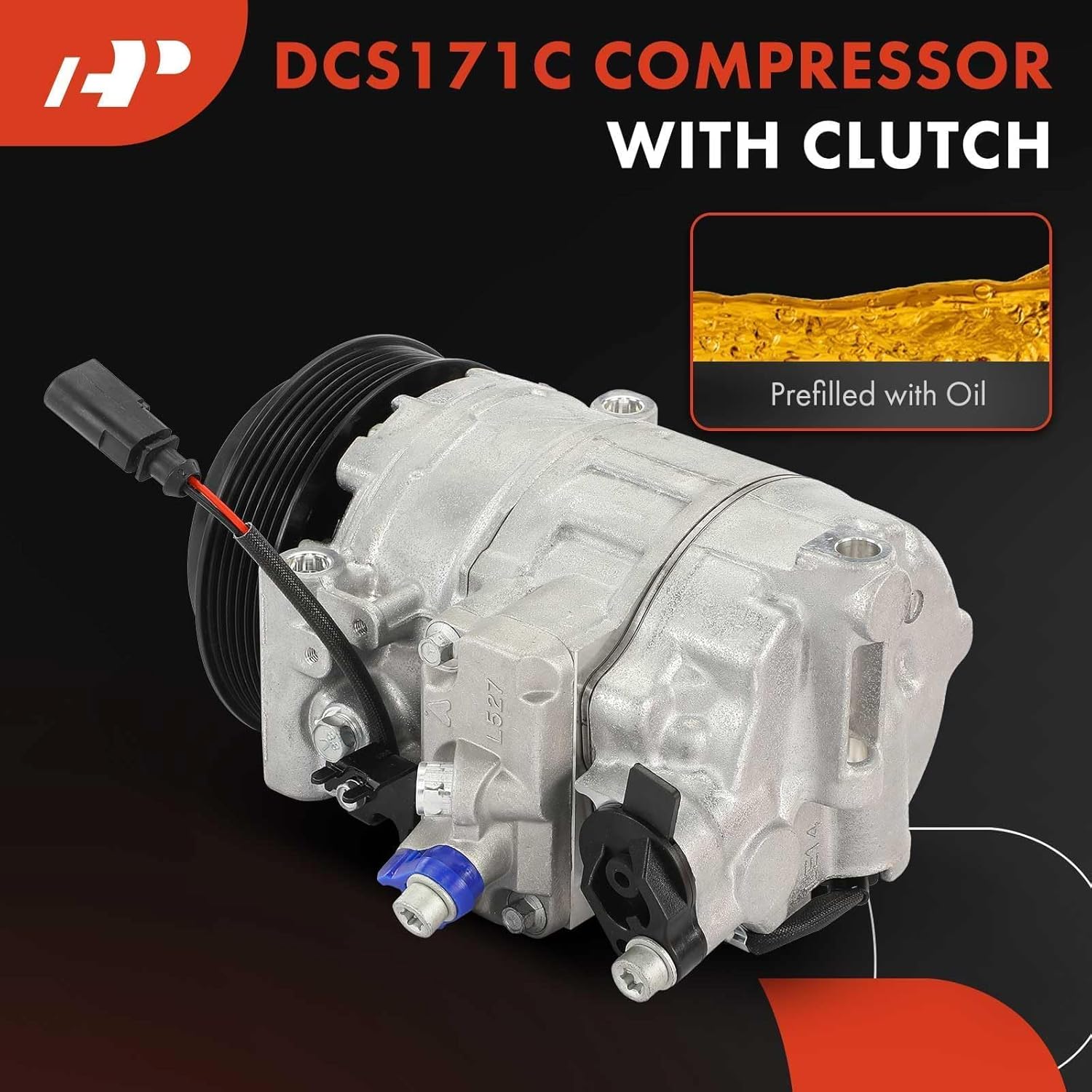 A-Premium Air Conditioner AC Compressor with Clutch Compatible with Porsche Cayenne 2015-2018 3.6L, 911 2014-2014, Boxster 2009-2014, Cayman 2009-2012/2014-2014, with 6 Groove Pulley