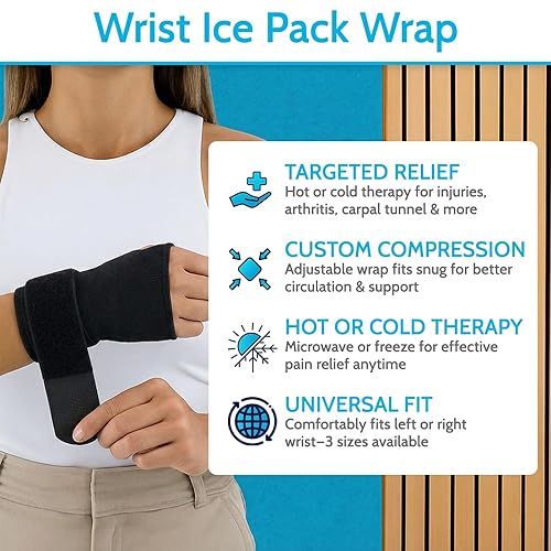 Miniatura 2 de Arctic Flex Envoltura de compresa de hielo para muñeca y pulgar - Terapia de frío y calor de fuerza extra - Funda reutilizable para congelar la mano
