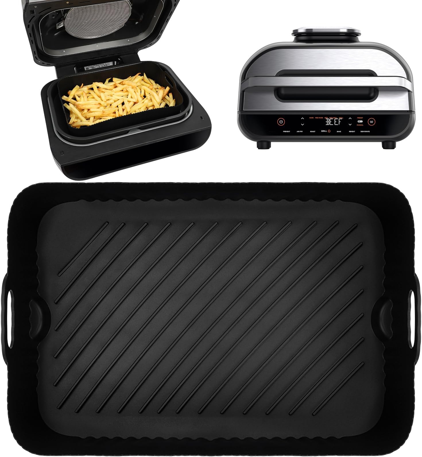 200 stuks Air Fryer Liners voor Ninja: hogere non-stick wegwerp perkamentpapier liner voor Ninja DZ201 / DZ401 Dual Airfryer bakken - Voedselveilig Ninja Air Fryer Accessoires - Rechthoek 200 x 14 cm