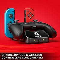 Vista 3 de PowerA Controller Charging Base for Nintendo Switch, Black, Wireless Controller charging, Charge, rechargeable battery, Nintendo Switch, Joy-Con