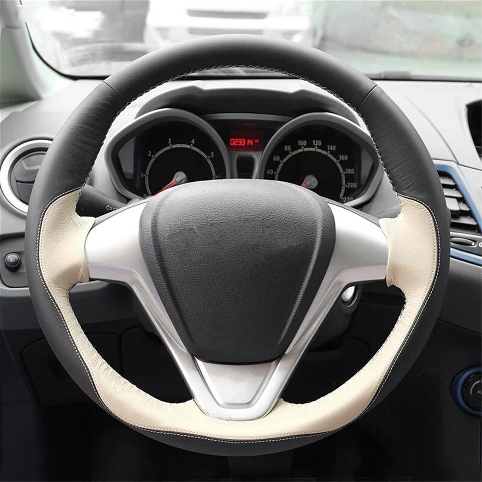 Funda Volante De Coche para Ford para Fiesta 2008-2017, para EcoSport 2014-2017, Accesorios Decorativos para Interiores De Coche.(Style 1)