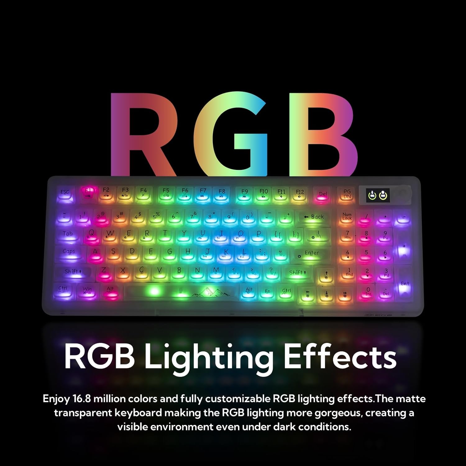 V99 Hot Swappable Transparent Mechanical Keyboard with OLED Display,98 Keys RGB Custom Gaming Gasket Structures with BT5.1/2.4G/USB-C for Windows/Mac,Pioneer V1 Satellite Axis - Image 6