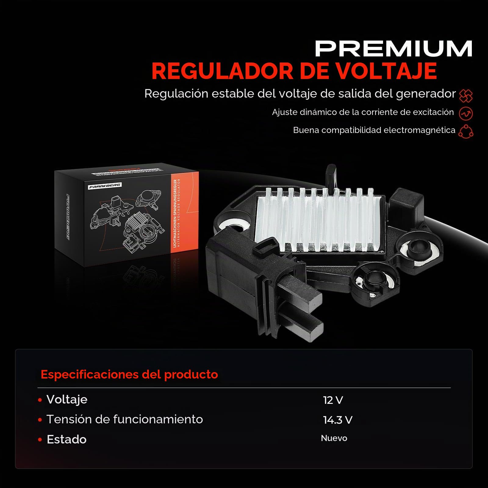 Frankberg Regulador del Alternador 2 Polos Compatible con Serie 5 Touring E61 Serie 5 E60 Serie 7 E65 E66 E67 Serie 6 cabrio E64 Serie 6 E63 Replace# 140011