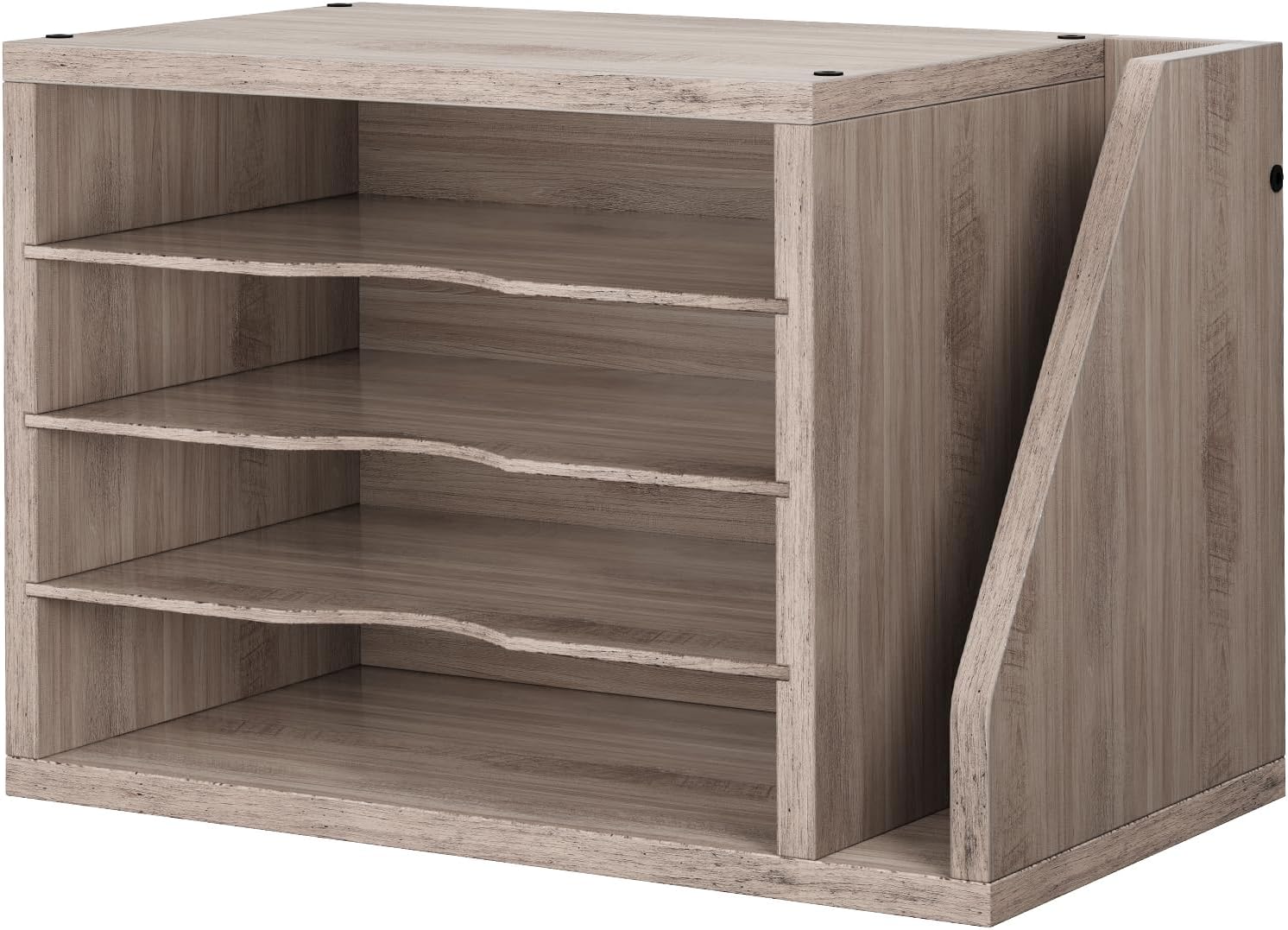 Creso hom Mail Sorter, File Organizer Desktop, Wood Desk Organizer with 3 Adjustable Shelves, Mail Holder for Office, Home, Letter Sorter File Holders for Envelopes, Mail Supplies Magazines, Greige