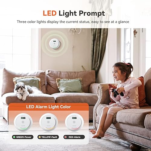 Miniatura 4 de Jemay Detector de humo y monóxido de carbono de 10 años, alarma de CO de humo de doble sensor con batería integrada y función de silencio, AW183-A,