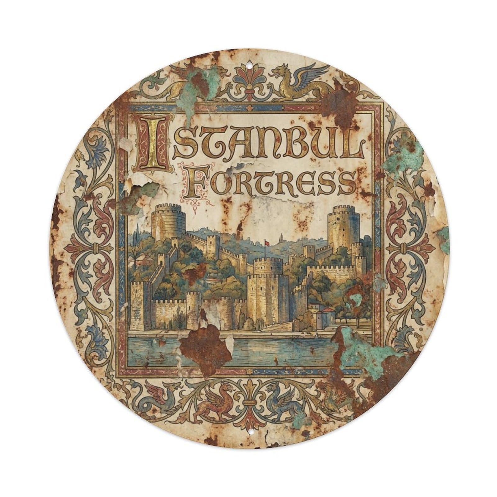Vintage Travel Istanbul Turkey Fortress Vintage Metal Tin Sign Plaque Wall Decor for Cafe, Club Bar, Office, Garden Metal Poster 8x8Inch