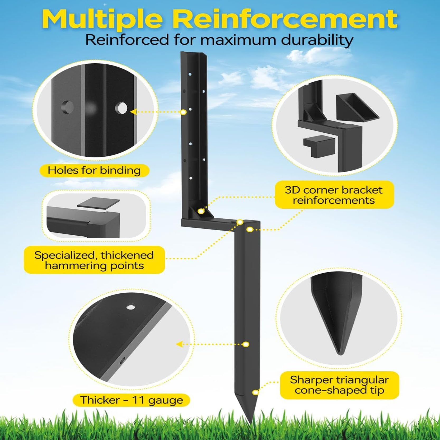 Kit di Riparazione per Pali di Recinzione da 4 Pezzi,Ancoraggio per Pali di Recinzione Resistente, Palo di Riparazione per Pali di Recinzione Specificamente Progettato