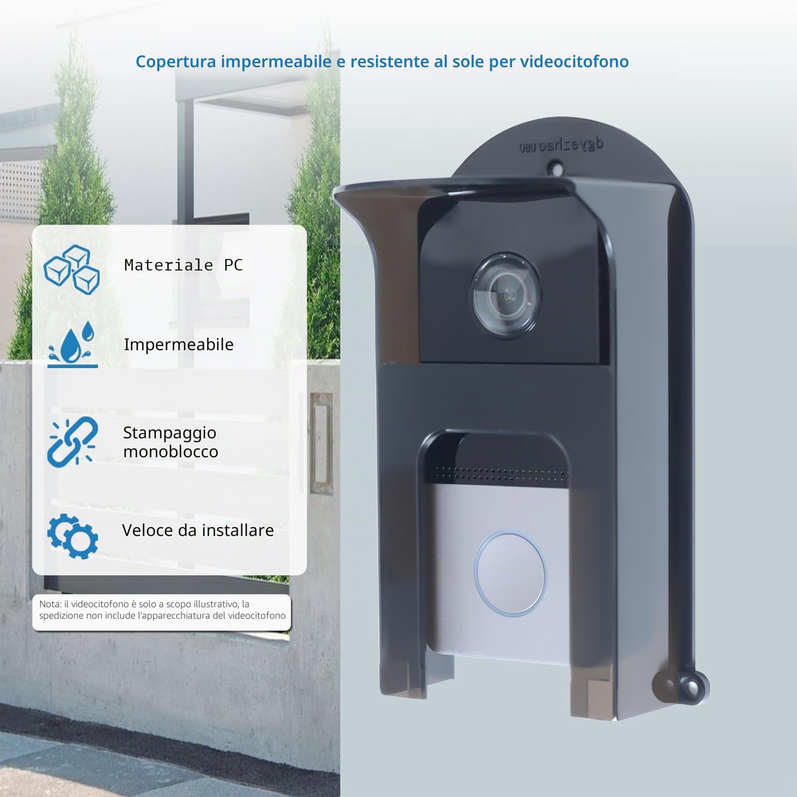 Campanello di protezione dalla pioggia, in plastica, protezione per il campanello, protezione dalle intemperie, antiriflesso, adatto per campanelli e serratura con codice per porta di casa (B)