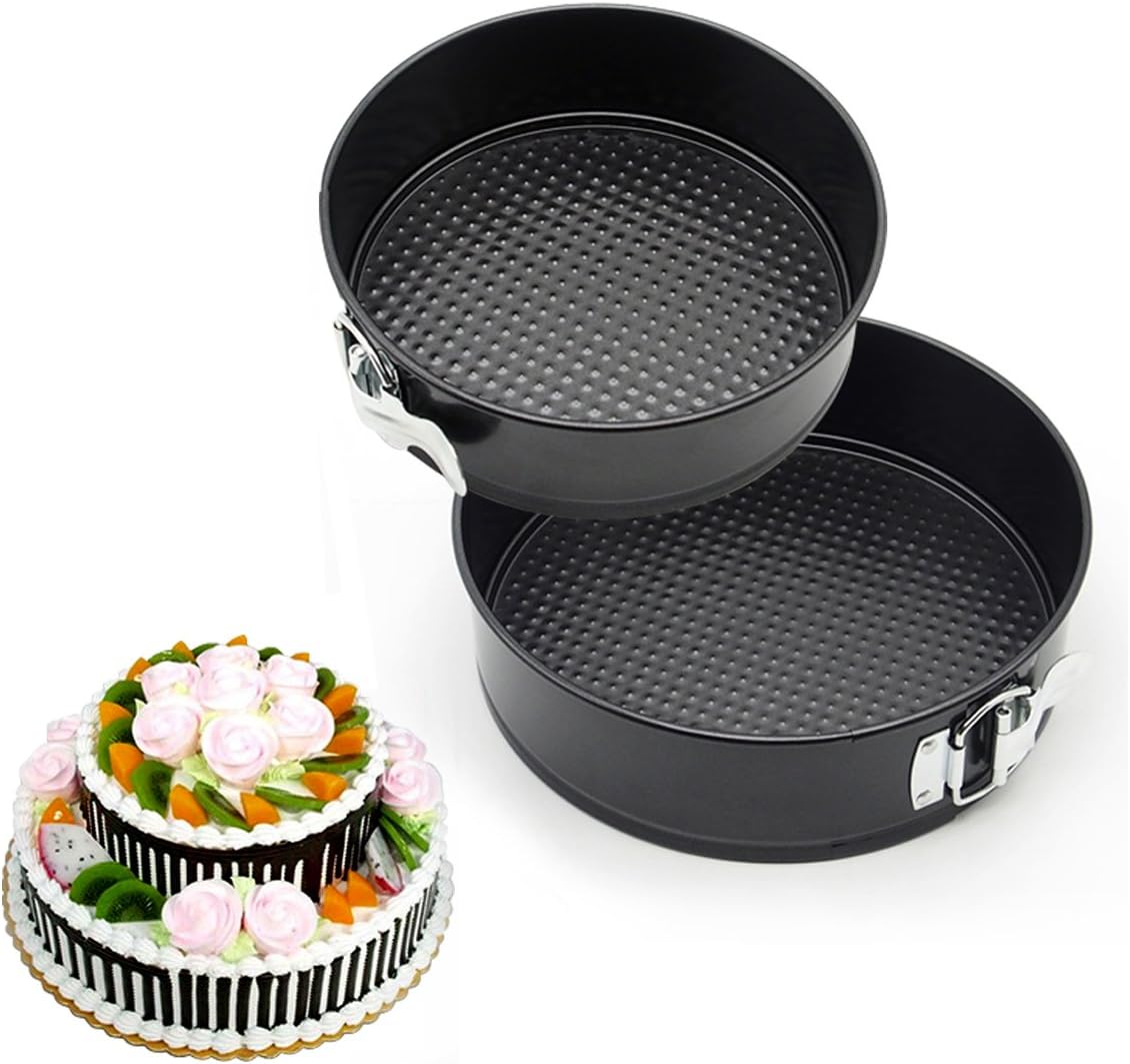 GANJOY Cake Pan Set Leakproof Springform Pan with Quick Release Latch and Removable Bottom - Round (Set of 2)