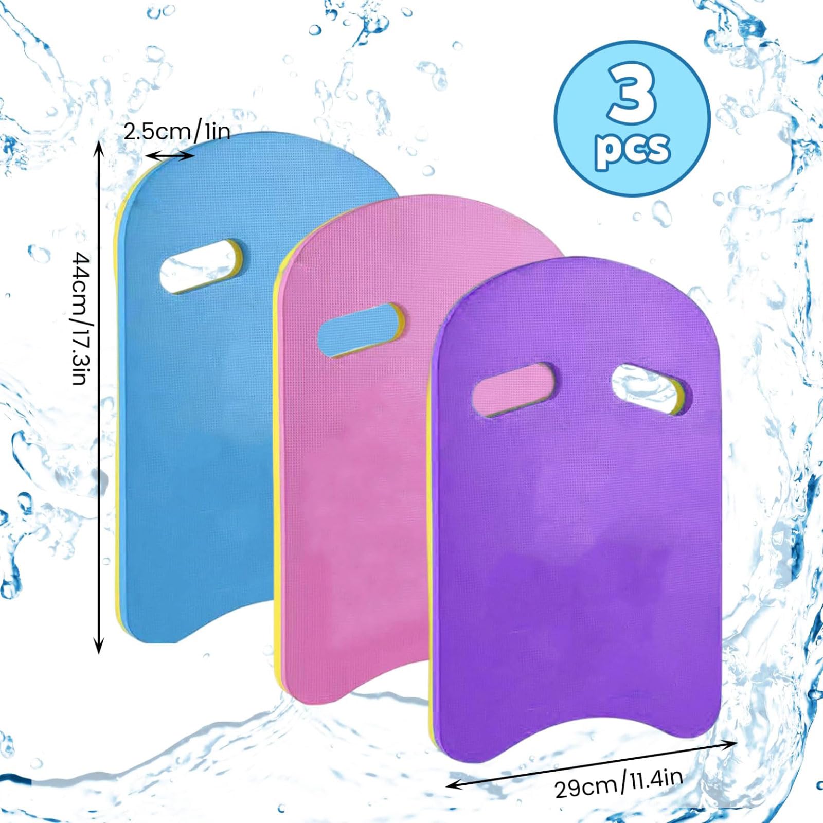 Juego de 3 Tabla de Natación para Adultos Placa Flotante de Natación de Alta Flotabilidad con Asas Tabla de flotabilidad de Espuma EVA en Forma de U para el Entrenamiento y Aprendizaje de la Natación