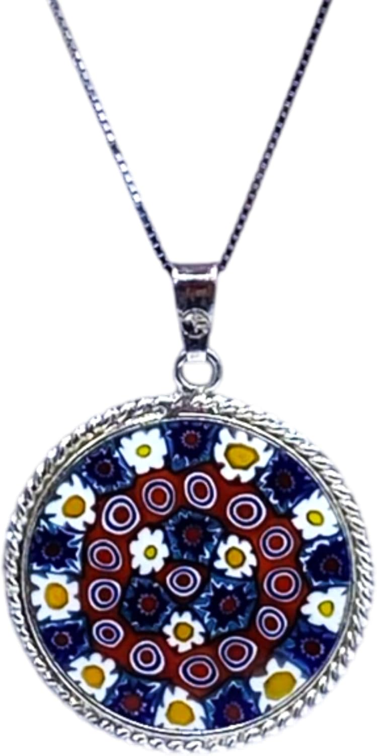 Pendentif Médaille En Verre Murano Corte Murina - Neuf Avec étiquettes - Breloque Artisanale