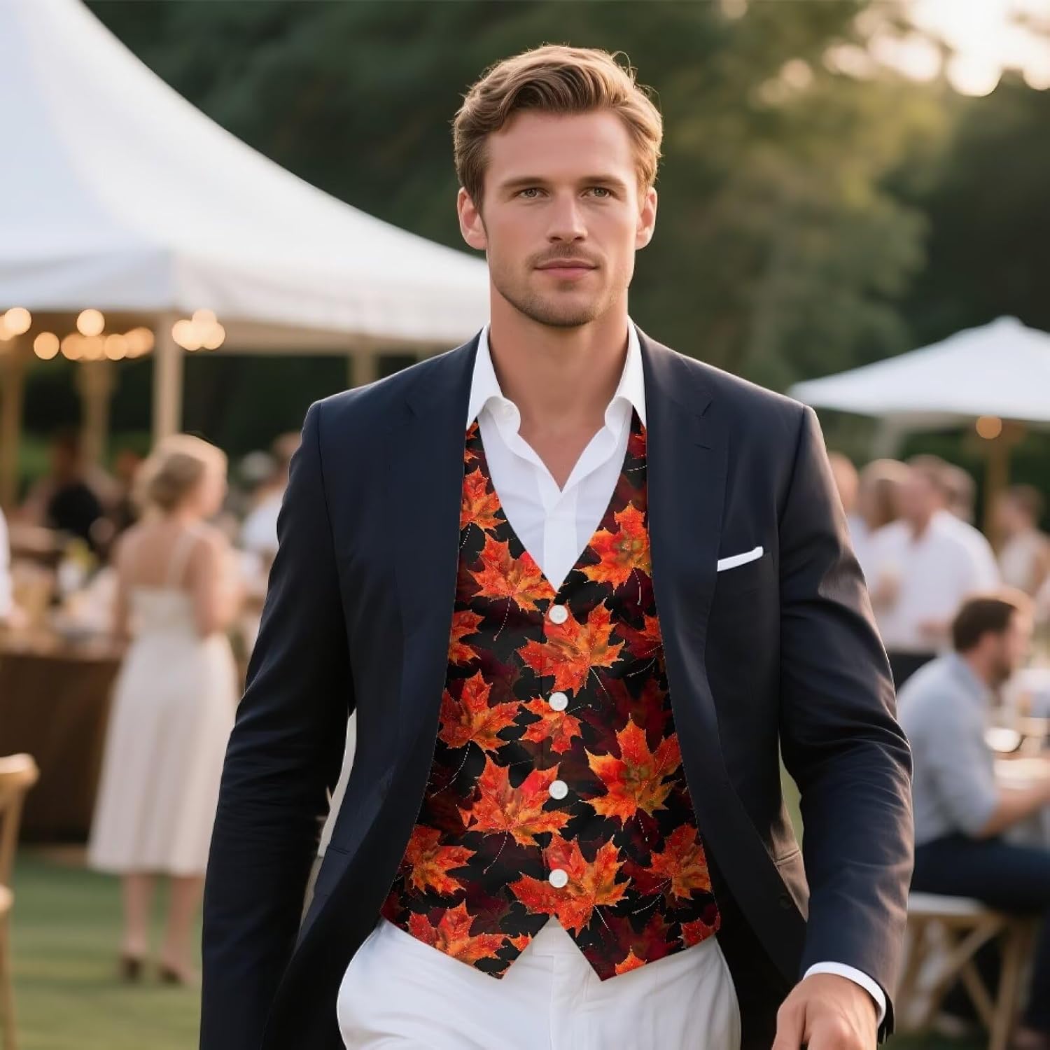 Mens Suit Vest V Neck Wrink-Free Vest for Men Slim Fit Back Strap Men's Suit Jacket with Pockets