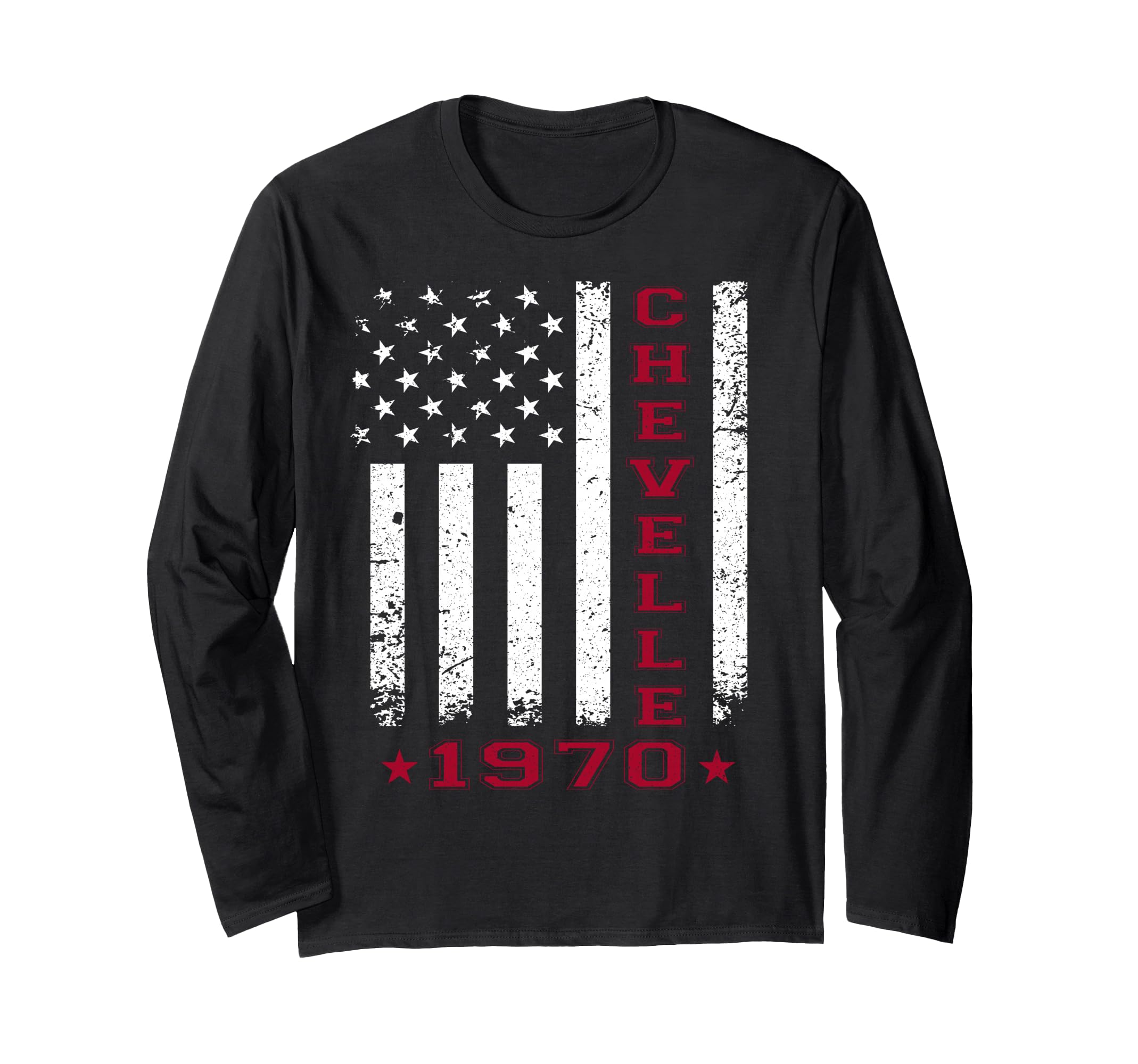 American Flag Jersey Style Chevelle 70 1970 Muscle Car Long Sleeve T-Shirt