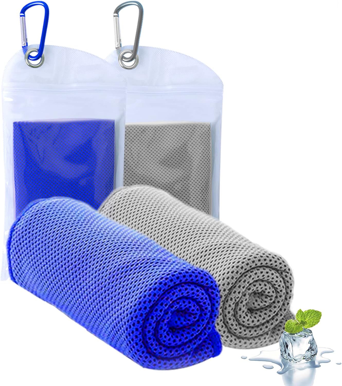 ICECUUL Cooling Towel for Neck 2 Packs (44"x15") Microfiber Towel,Mesh Soft Breathable Cool Towel for Face and Neck,Vacation,Athletes,Yoga,Sports,Gym,Workout,Camping,Fitness,Running,Golf (110x38cm)