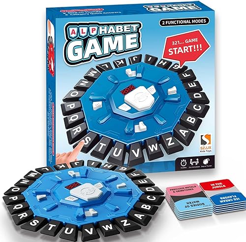 Juego de Palabras Juegos de Mesa Familiares para Niños y Adultos con 2 Modos, 220 Categorías de Temas 24 Letras para Juegos de Presión, Juego de Azul