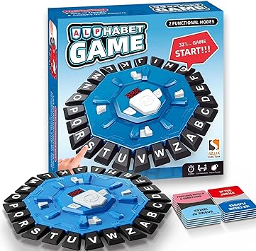 Word Game Family Board Games for Kids & Adults with 2 Modes,220 Topic Categories 24 Letters Pressing Games,Fun Fast-Paced Learning Game with English Pronunciation for Boys Girls Age 3+,35 Cards,Blue