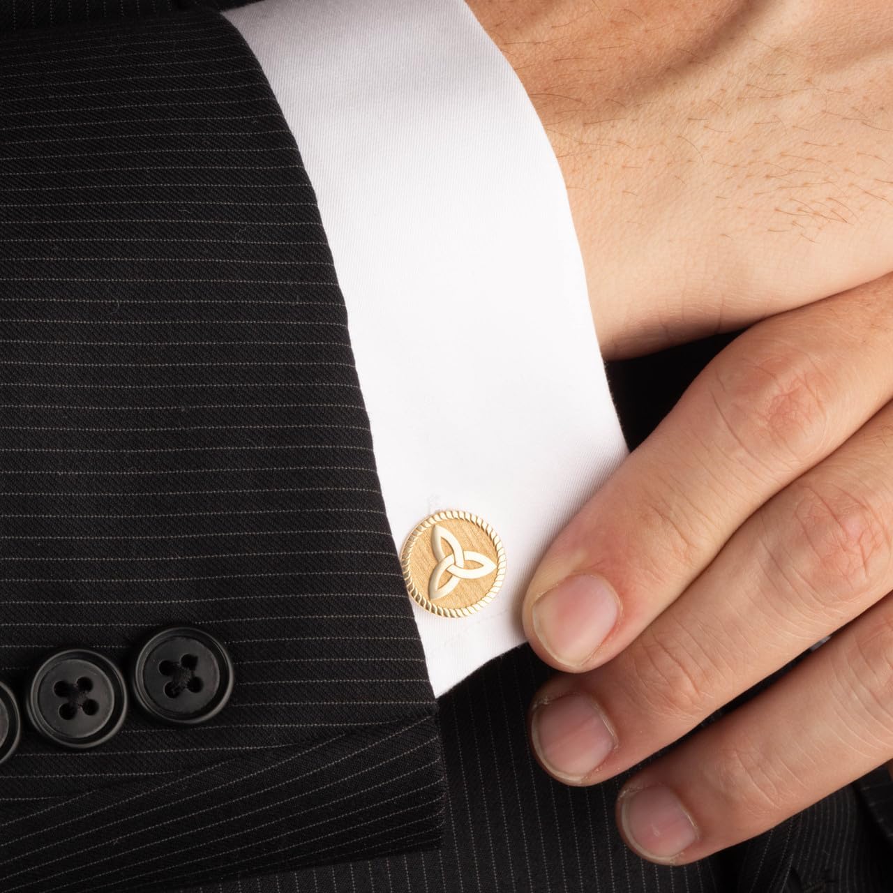 Certified 14k Yellow Gold Celtic Trinity Knot Triquetra Cufflinks