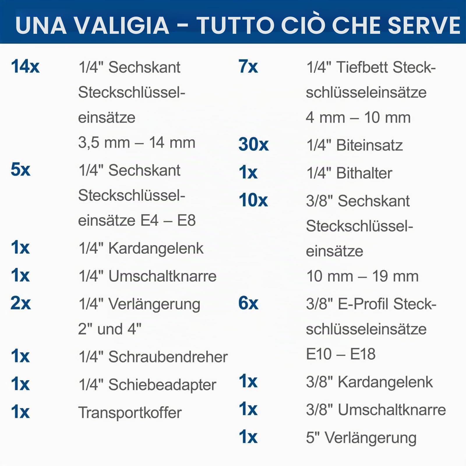 Scheppach TB217 Cassetta degli attrezzi riempita | Set di attrezzi da 217 pezzi | Cassetta degli attrezzi con chiave a bussola, punte, cricchetti, chiavi a forchetta e marce, set di chiavi a bussola