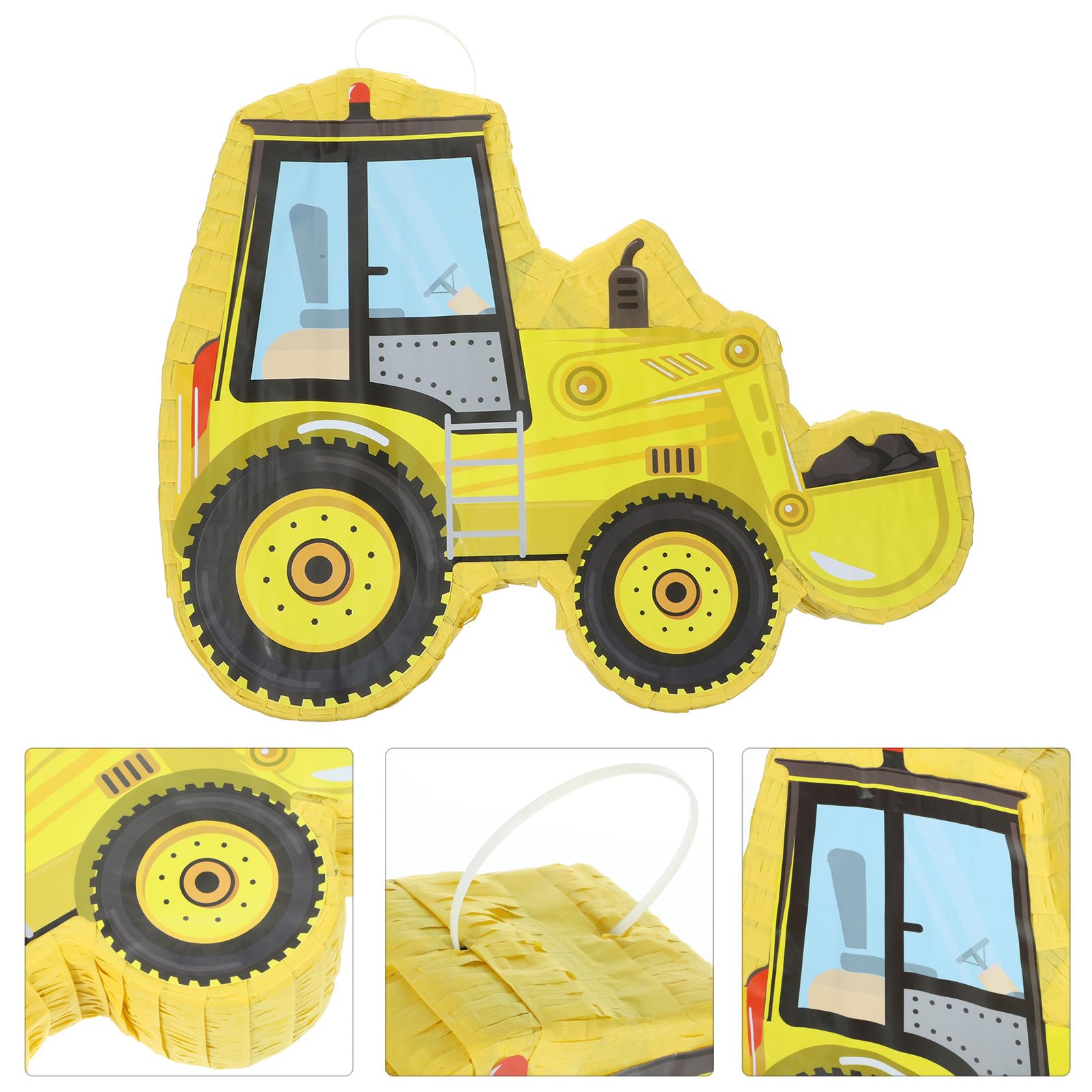 SECFOU Gelbe Bagger Piñata aus Robustem Papier Bunte Fiesta Dekoration mit Süßigkeitenfüllung zum Aufhängen für Mexikanische Partys und Geburtstage