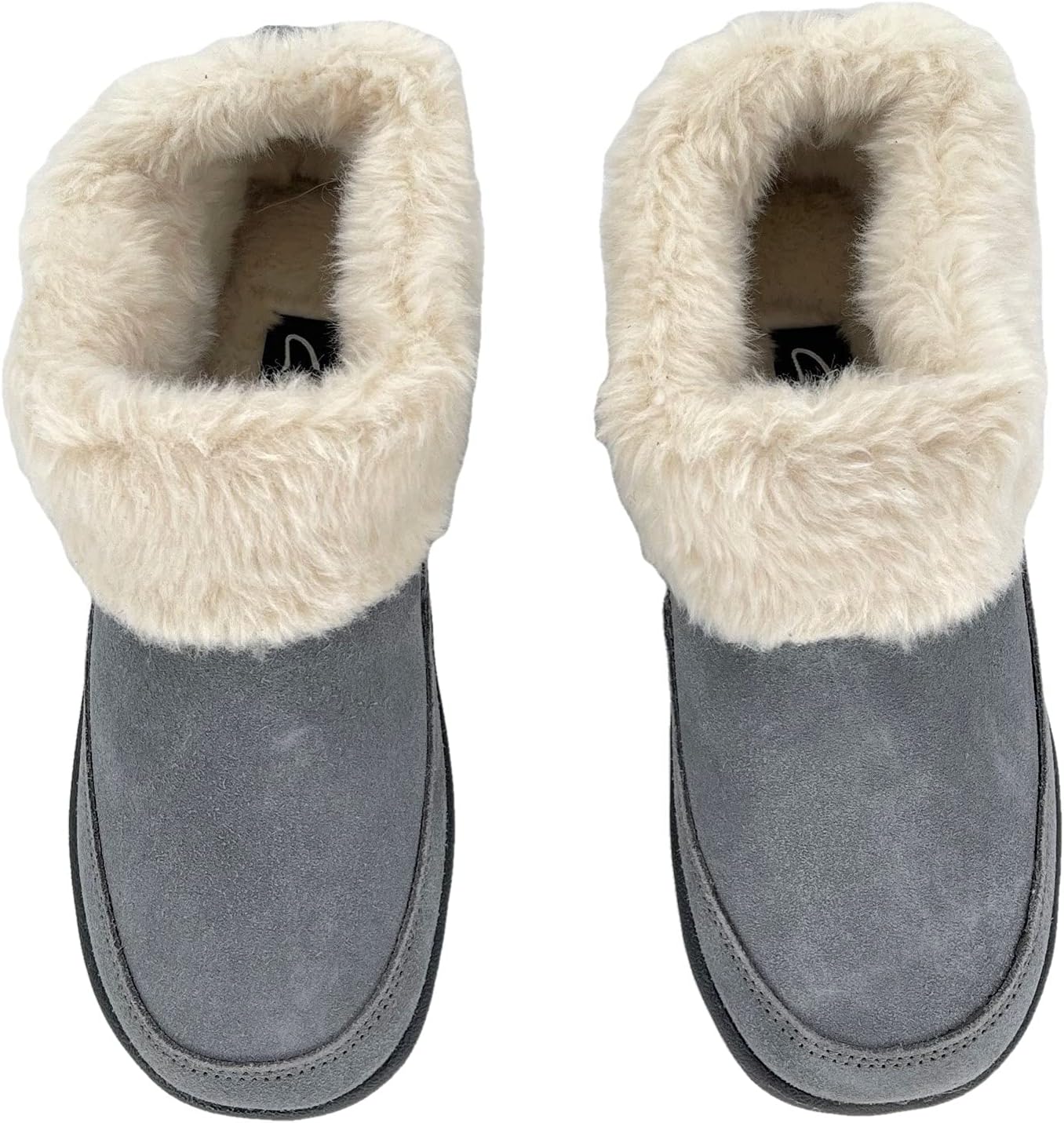 Clarks Womens Slipper Suede Ankle Bootie JMH1883 -Plush Faux Fur Collar and Lining - Indoor Outdoor House Slippers For Women (9 M US, Pewter) - Image 4