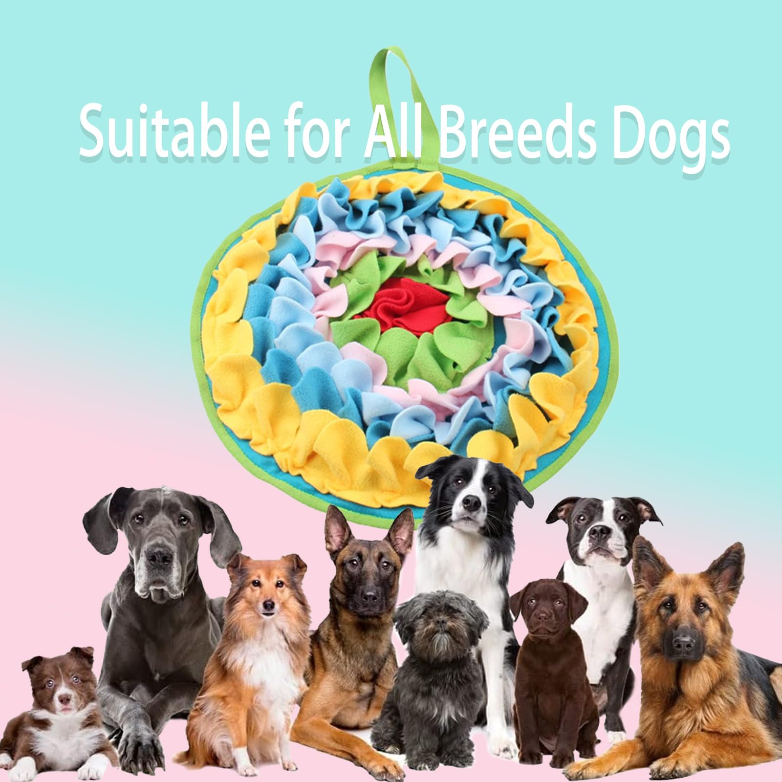 Tapete de olfateo para perros, tapete de alimentación lenta para perros con cuerda para colgar, comedero de rompecabezas para perros, dispensador de comida para mascotas, tapete para perros