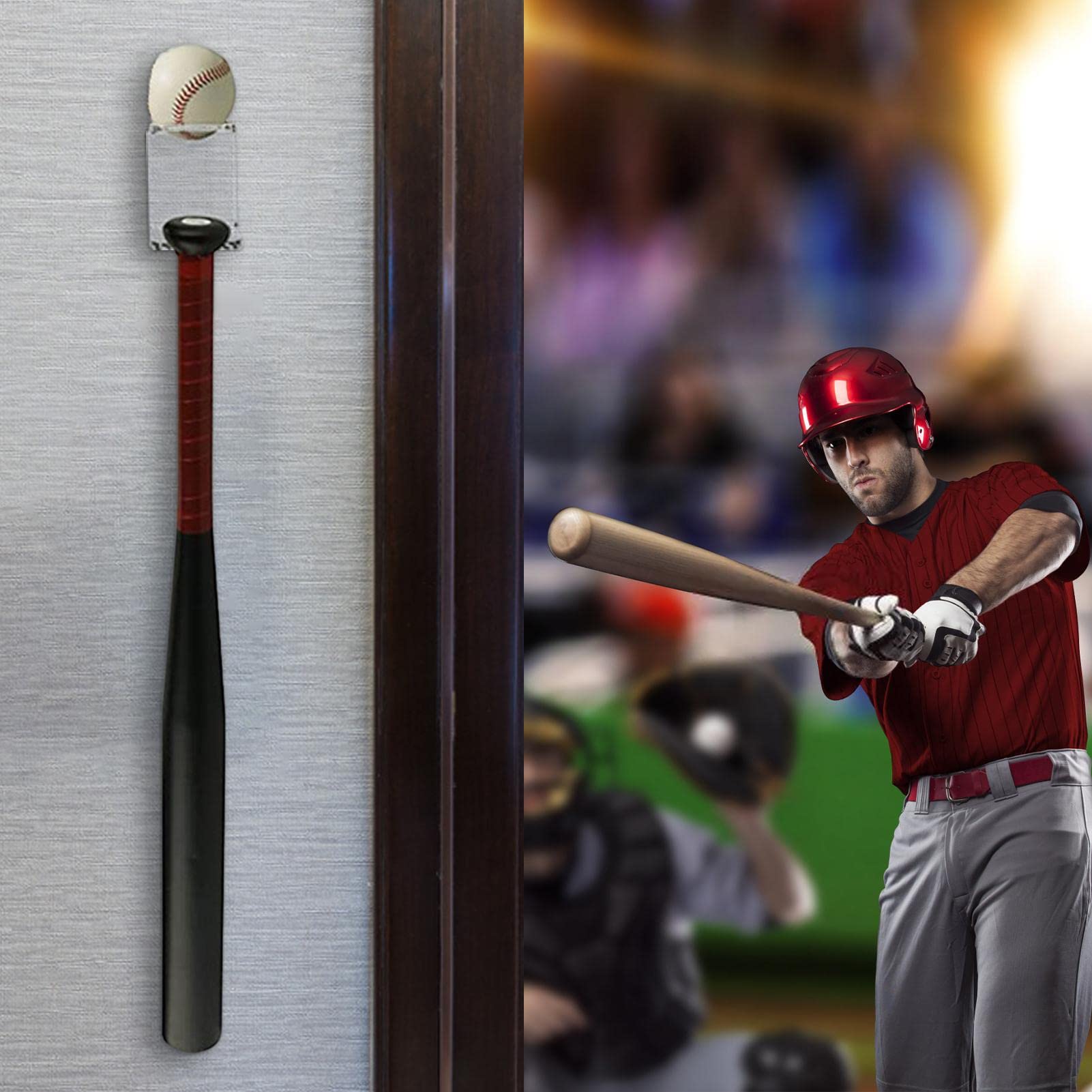 écrin Exposition Batte 20cm Présentoir Pour Batte De Baseball Acrylique - Support Double, Max 20cm De Diamètre - Déco Sportive Et Rangement Support Mural Pour Batte De Baseball