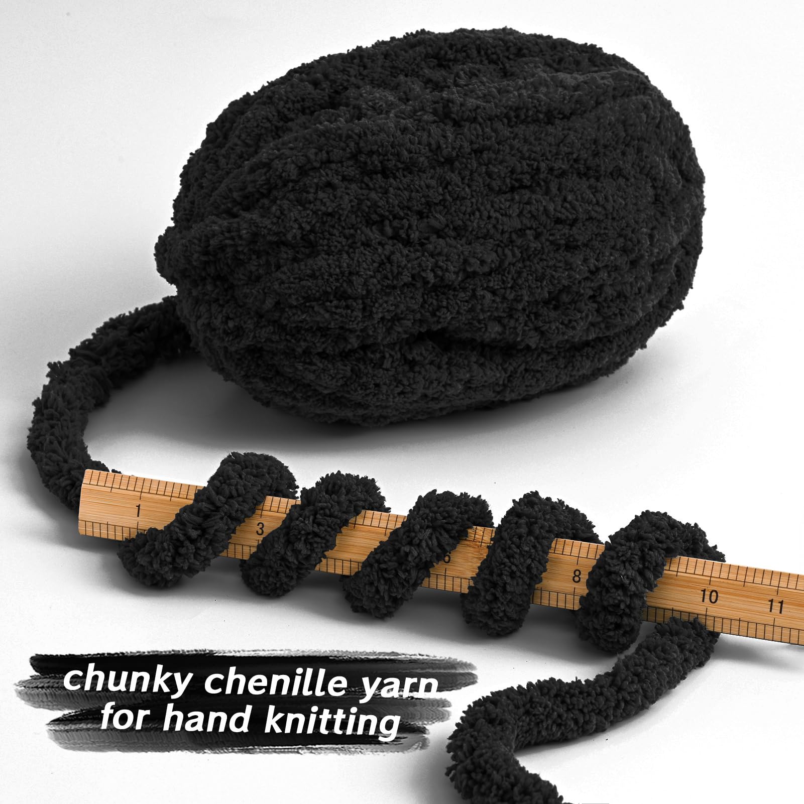 10 Stück schwarzes Jumbo-dickes Garn, Chenille-Garn zum Häkeln, grobes Garn zum Handstricken, weiche Plüschgarne, 240 m/1,998 g, super sperrige Decken-Häkelgarne