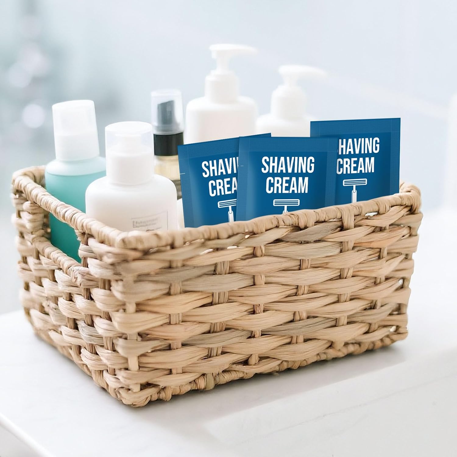 Shaving Cream Bulk Travel 8ml/0.28fl oz,Disposable Shaving Cream in Bulk Travel Shave Cream for Hotel Homeless（White Tea，Pack of 50)