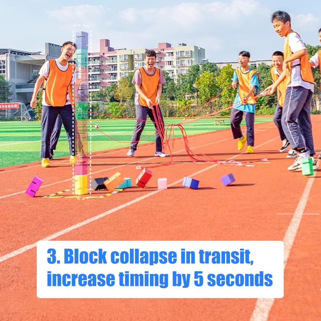 Set di Giochi Sportivi per Adulti, da 5 a 20 Persone, Gioco di Squadra con Torre di Blocchi impilabili, rompighiaccio (Rosso, 8 Pezzi)