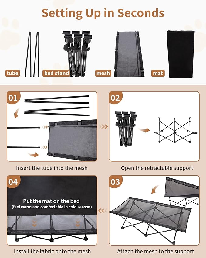 Catre Elevado para Perro Grande con Malla Lavable y Base Antideslizante miniatura 5