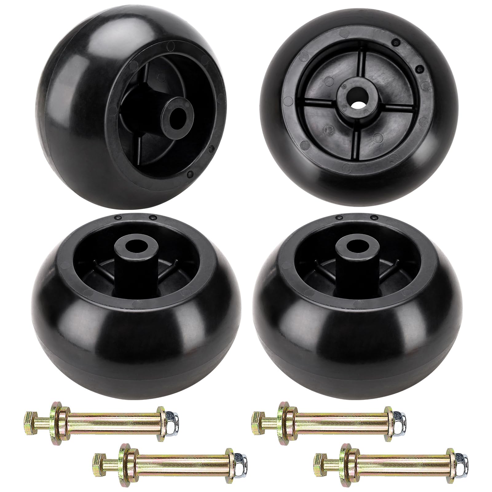Juego de 4 cortacéspedes anti cuero cabelludo para Bad Boy 022-5234-98 Exmark 103-4051 103-7263 y muchos agujeros 5/8 tamaño de rueda (negro)