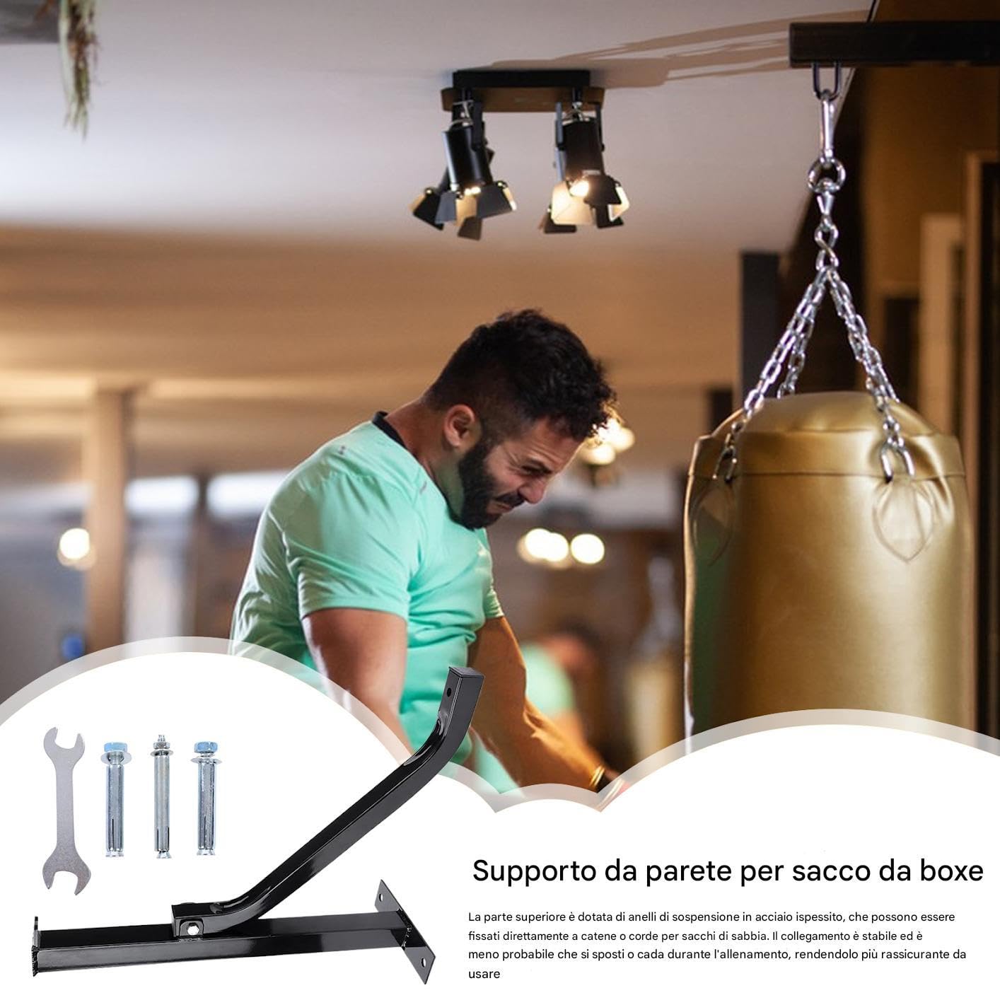Supporto A Parete Per Sacco Da Pugilato Supporto A Muro Per Da Boxe | Capacità di Carico 150 Kg Accessorio Palestra Casa per Allenamenti Boxe Kickboxing Thai