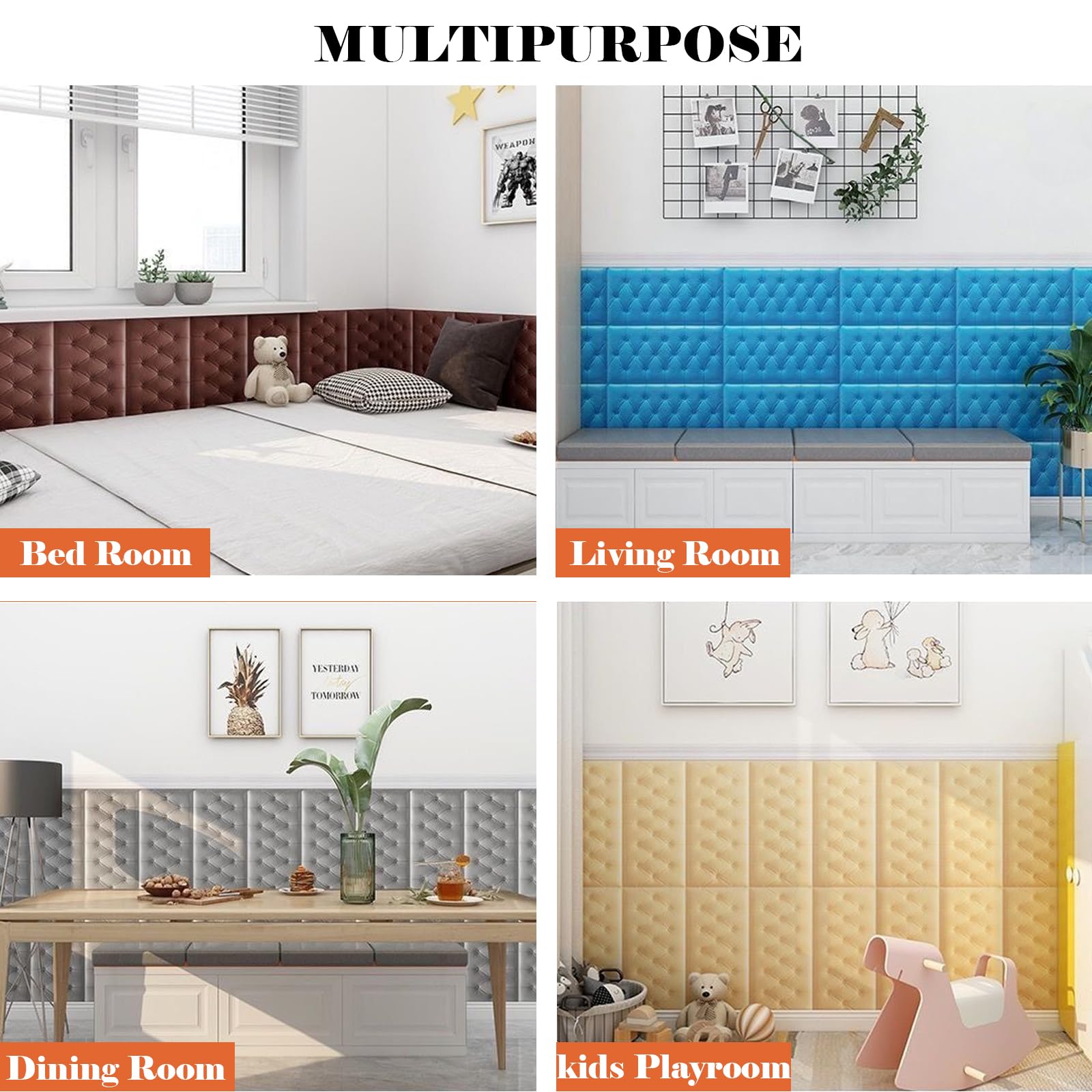 Pannelli Murali Imbottiti 3D - Testiera Adesiva Impermeabile, 4 Pezzi - Foto 8