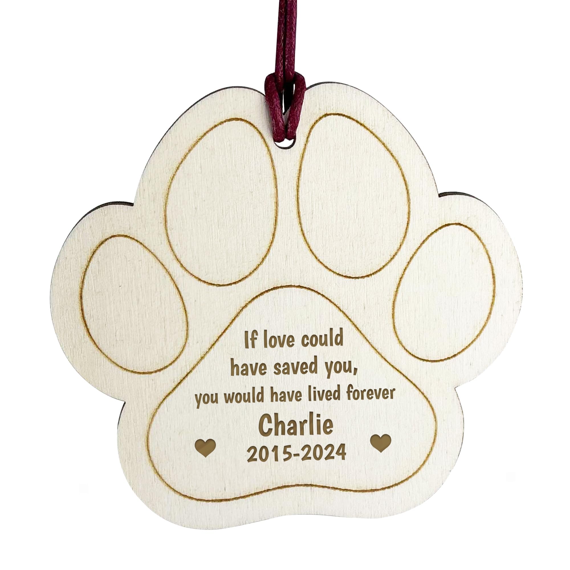 Red Ocean Dog Personalised Memorial Tree Decorations, Engraved With Name and Dates, Dog Puppy Memorial Ornaments, Pet Loss Gifts For Pet Owners, Pet Memorial Bauble Gifts