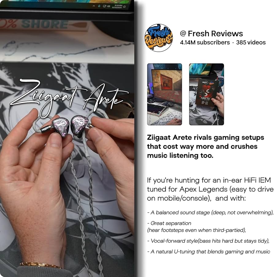 Amazon.co.jp: Linsoul ZiiGaat x Fresh Reviews Arete in Ear Monitor