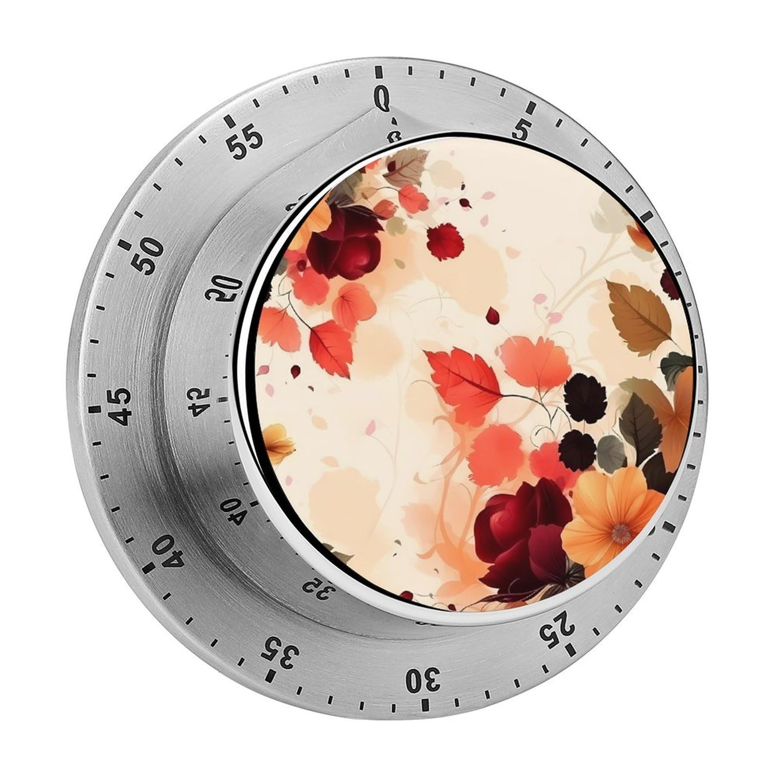 Temporizador de cuenta regresiva floral de acero inoxidable con imán para cocina y deporte